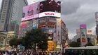 Video ads playing at Shibuya Crossing (PA PA YA!!, PA PA YA!! with cartoon, Elevator Girl, and Shanti Shanti Shanti) promoting METAL GALAXY and LEGEND - METAL GALAXY