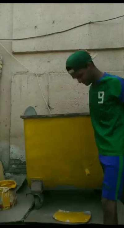 Young Iraqi started initiative (not my garbage but my country) to clean his city streets. Started alone, now he joined by so many others and the group growing