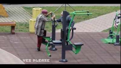 Russian grandmas getting fit