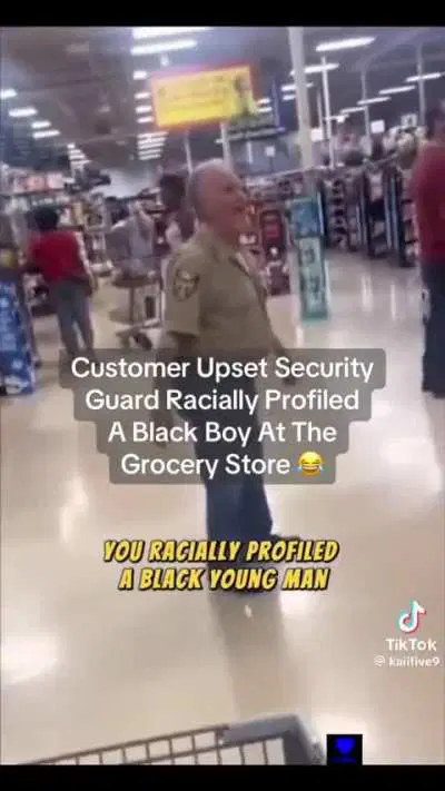 Customer intervenes on security falsely accusing someone of shoplifting 