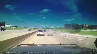 USA: car rear-ends pickup in highway crash