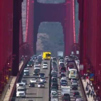 The Road Zipper movable barrier system at the Golden Gate Bridge.