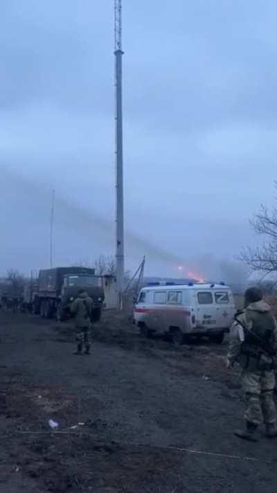 Russian MLRS firing