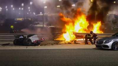 Romain Grosjean's miraculous escape from a huge fireball crash at the 2020 Bahrain Grand Prix