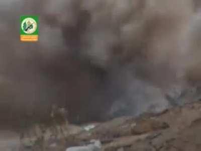 An IDF Bulldozer is hit by a Hamas IED east of Jabaliya Gaza. 2008