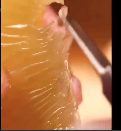 Peeling fruit. (Turn sound on)