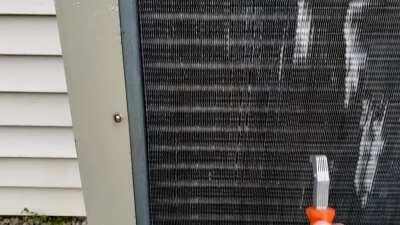 Straightening air conditioning fins with a comb (w/ sound and before and after shot)