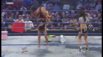 It’s crazy how WWE had Victoria jobbing during the end of her run. Here she is getting planted by Michelle McCool