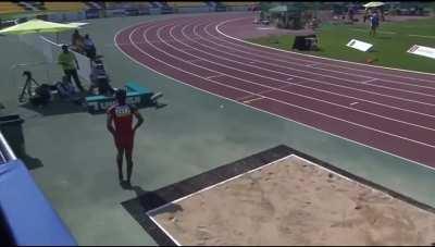 Blind man does long jump at the Olympics