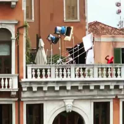 Spiderman filming a new movie across from my hotel room in Venice, Italy. Nice guy waved to me!