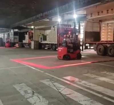 Safety light markers around forklifts