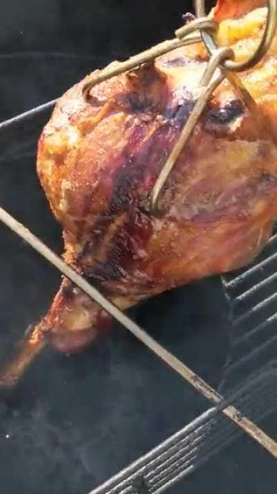 Barrel smoked leg of lamb