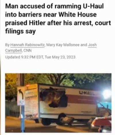 Man rammed truck into barriers near the White House.