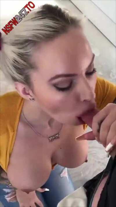 Sucking Cock and Getting Cum on Her Tits - Full vid link in the comments