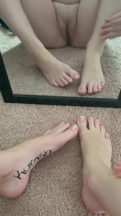 A FAN wanted his name written on my feet and for me to show off my pussy and feet together. How’d I do?