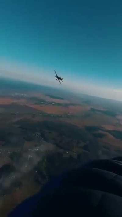 Drinking coffee on the top of a hot air balloon