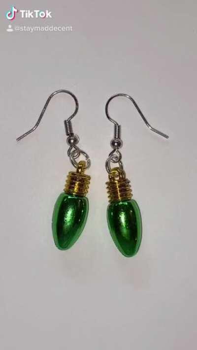 Green Christmas Light Earrings