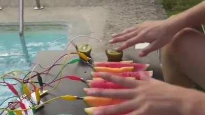 You may be able to play guitar, B A S S o drums but can you play the watermelon?