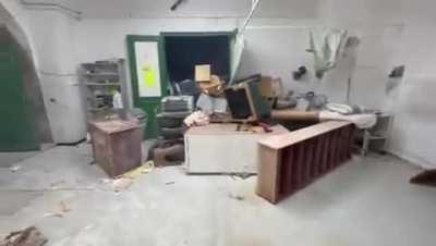 A scene of the medical clinic inside of Al-Aqsa Mosque, which the IOF caused extensive damage to