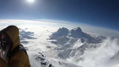 This is a POV on the Summit of the Mount Everest.