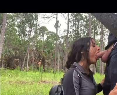 Incredibly Hot Latina Gets Throat Fucked in the Woods!