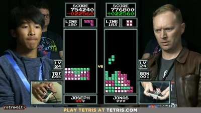 Boom Tetris ! Final round of Tetris World Championship 2018 - Then 16 year old Joseph Saelee Won against 7-time Tetris champ Jonas Neubauer.