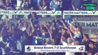 Scenes at Full Time after Bristol Rovers confirms promotion to League One