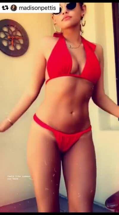 Madison dancing and being sexy in her red bikini