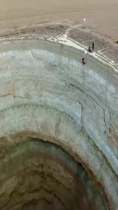 Giant sinkhole at the middle of a farm in Konya, Turkey.