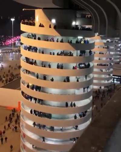 The way the towers seem to be spinning.