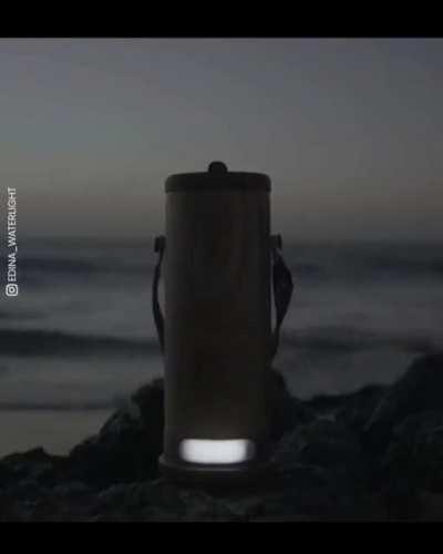 Sustainable lamp called Waterlight. Produces light with the use of salt water.