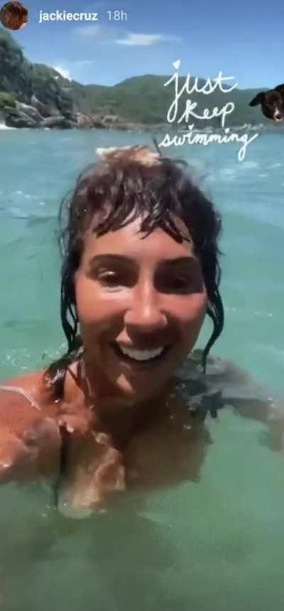 Celebrity Jackie Cruz Topless Underwater - smooth motion