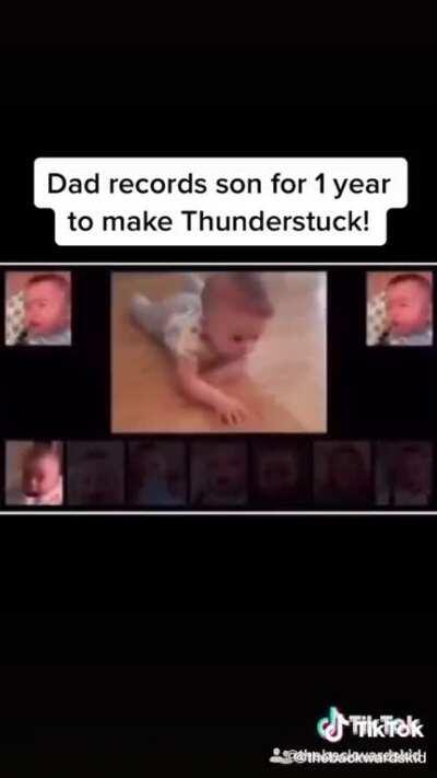 A dad recorded his son for a year to make “Thunderstruck”