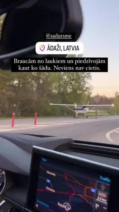 Emergency landing on highway near Ādaži, Latvia.