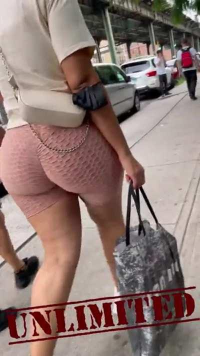 Plump Swollen Butt in Tight Shorts on the Move