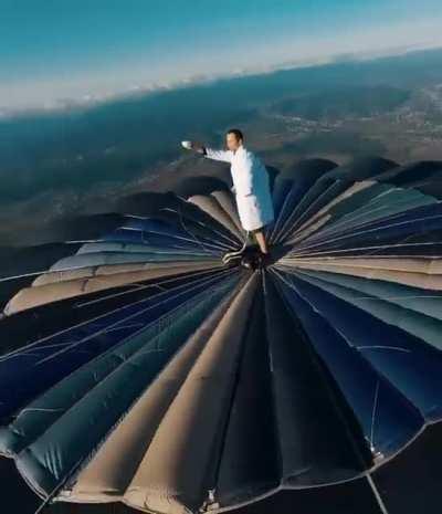 Standing on top of a hot air balloon