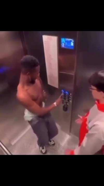 MC prevents man from leaving the elevator 