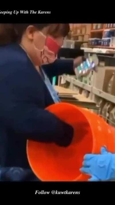 Entitled Karen calls police on black Home Depot employees for not letting her take a bucket she didn't pay for