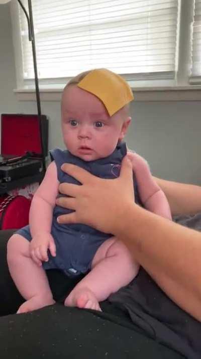 Cheese slice stops baby from crying