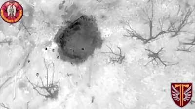 Ukraine's 77th Airmobile Brigade's 1st Battalion drone team posted video showing the group's strikes on Russian infantry positions and defense from Russian infantry attacks in the Borivske area (Luhansk), with the help of munition drops and FPV drone stri