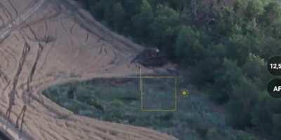 Russian tank gets destoyed by a fpv drone strike (sadly we didn't get to see it)