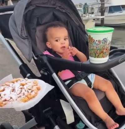 Trying funnel cake for the first time