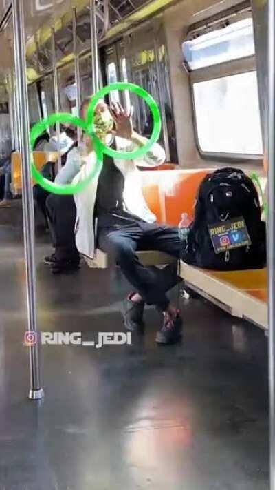 Ring Jedi in NYC subway. The Force is strong with this one...