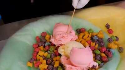 Cotton Candy Ice cream Fruit Burrito