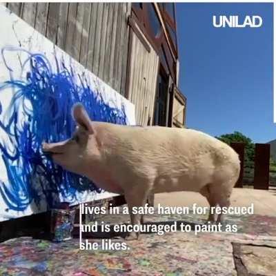 This record breaking pig recently earnt over $25,000 for this painting 😲🐷