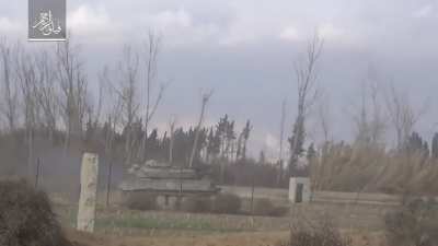 Syrian Army ZSU-23-4 &quot;Shilka&quot; &amp;amp; infantry are forced to retreat under fire during an al-Rahman Legion attack - Hazrma - 2017