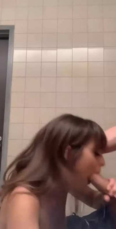 My Stepsister Gives Me a Quick blowjob in toilet