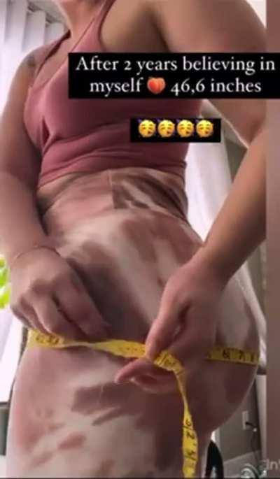 Measuring her fat cakes