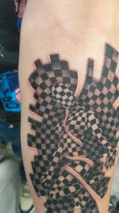 Geometeic chessboard tattoo by lukasz gizak