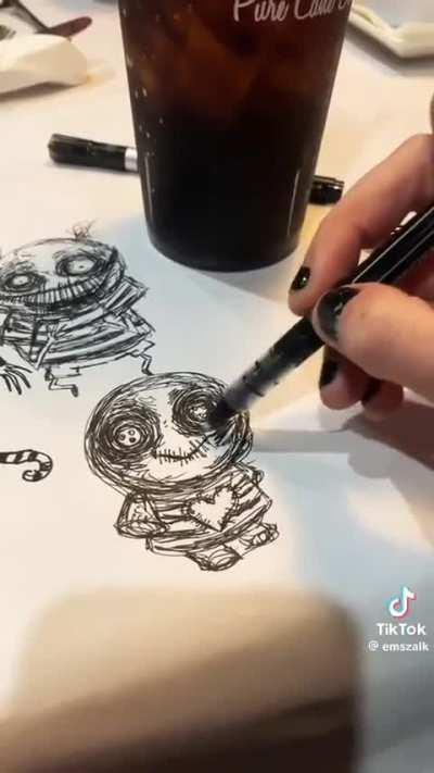 Drawing on a restaurant table 